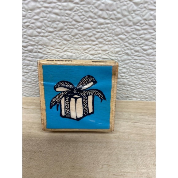Vap Scrap Present Wood Mounted Rubber Stamp - Picture 1 of 5